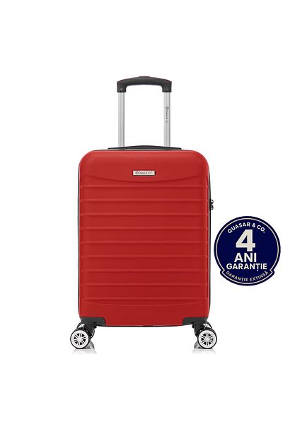 Quasar & Co. Cabin trolley 55x36x20cm, hand luggage, trolley with lock, 4-wheel suitcase, ABS suitcase, LINE, Red
