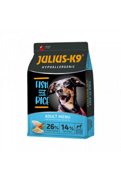 Julius K9 Julius K 9 Adult - Premium Dry Dog Food, Hypoallergenic - Fish and Rice - 3 kg