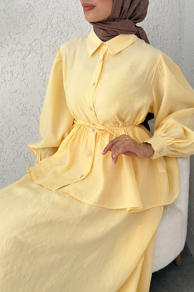 Salih Çelebi Modal Skirt Suit 2371 - Yellow