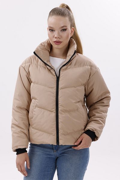 freemen Women's Mink Padded Puffer Coat - High Collar, Water Resistant