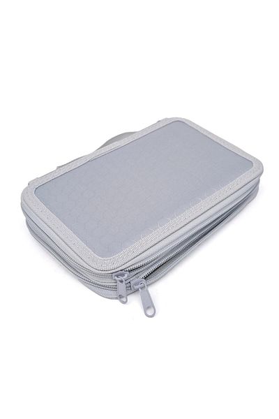 DNS Large unisex pencil case, 2 compartments 2 zippers, unequipped, Plain, Gray