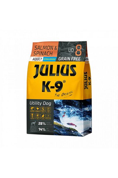 Julius K9 Julius K 9 Adult Utility Dog - Super-Premium Dry Food, Hypoallergenic - Salmon and Spinach - 10 kg