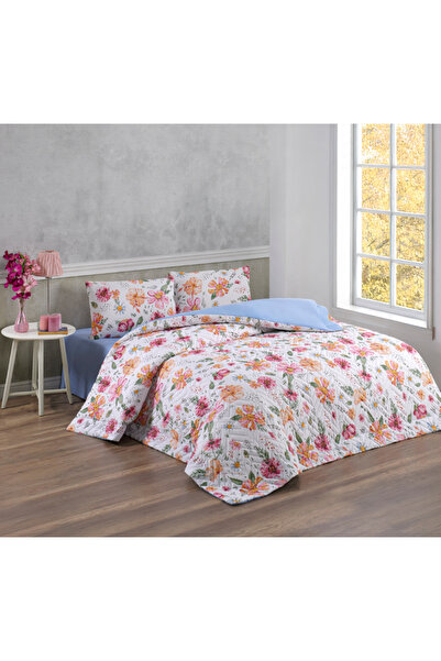 Kristal By Taç Dört Mevsim Renkli Kapitoneli Çift Kişilik Yorgan Konulabilir Ranforce Nevresim Takımı