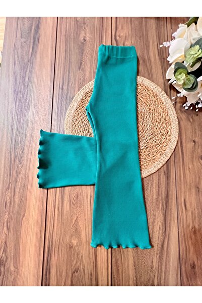 Babyelisco Zümrüt yeşili kız çocuk İspanyol paça tayt pantalon