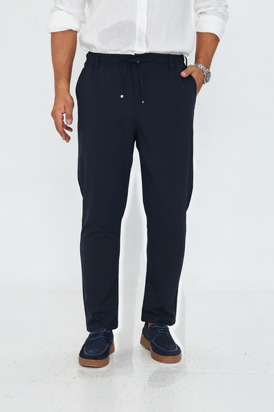 ZİNOX Чоловічі класичні штани з поясом і тканинними штанинами Jogger