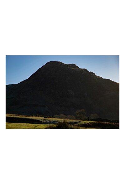 OEM Pictură pe pânză „Siluetă de munte în lumina dimineții”