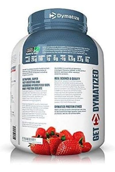 Dymatize ISO 100 Protein Powder with 25g of Hydrolyzed 100% Whey Isolate, Strawberry, Package may va