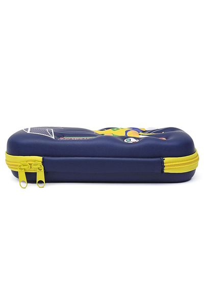 DNS Boys' school pencil case, with 1 compartment 1 zipper, unequipped 3D Footballer, navy blue 6670