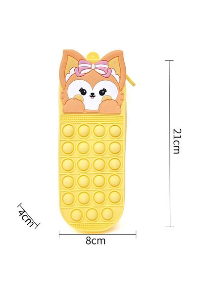 DNS Girls' school bag, 1 compartment 1 zipper, unequipped, Pop-it fox, yellow QS-2023