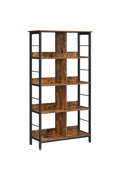 VASAGLE Biblioteca cu rafturi deschise, 8 compartimente, design industrial, 80x33x149cm, maro