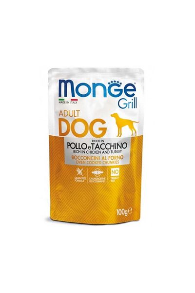 Monge Grill Chunkies - Hrană umedă super-premium - Pui și Curcan - 100 g