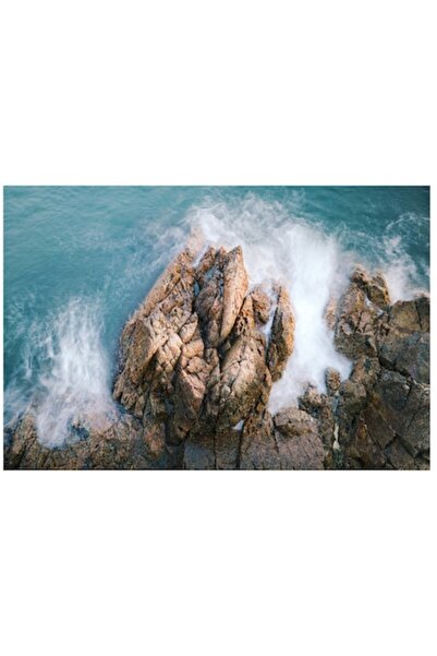 OEM Pictură pe pânză, „Valuri izbindu-se de stâncile mării agitate”, 70 x 50 cm