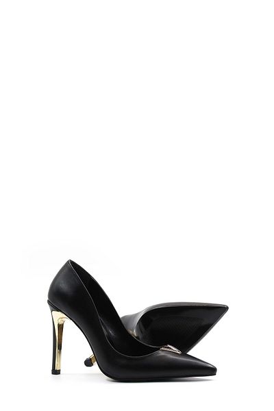 Ayakkabıhane Black Detailed Women's Thin Heeled Shoes Ah1E792261017767