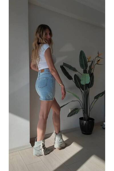 Icoop Kısa Kot Etek