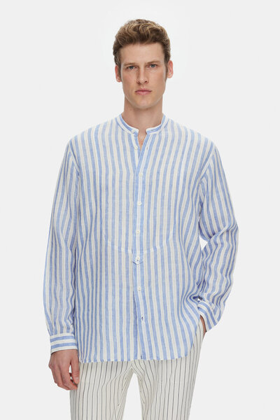 Vakko Striped Patterned Sports Shirt