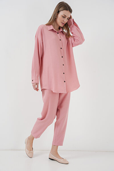 Merterium Set dublu de lenjerie oversize pentru femei Pudra 1092