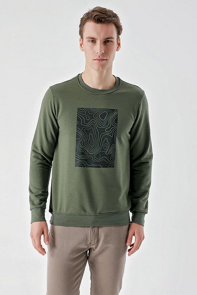 Morven Men's Khaki Trend Crew Neck Sweat-Shirt