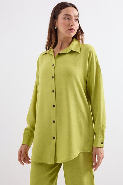 Merterium Women's Oversize Linen Double Suit Fat Green 1092