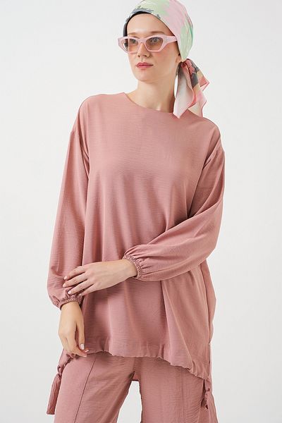 Merterium Women's Tunic Pants Double Set Dusty Rose 1090