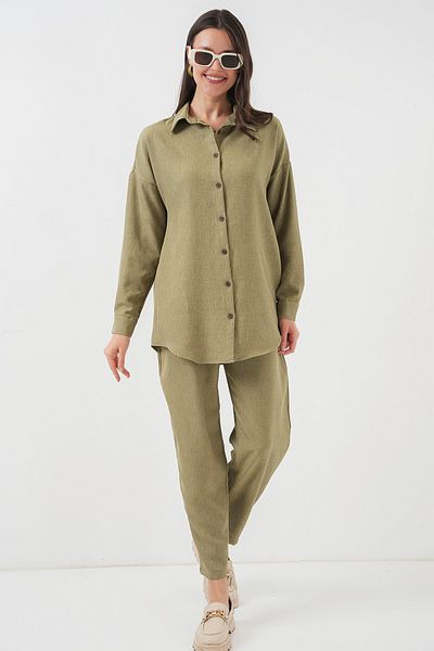 Merterium Women's Oversize Linen Double Suit Çağla 1092