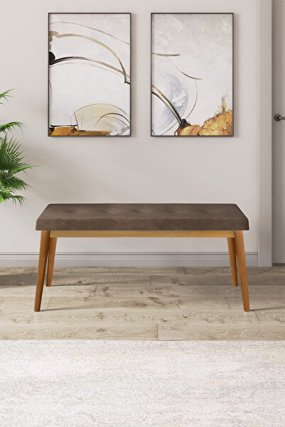 Canisa Arwen Serisi Kahve Bench , Doğal Ahşap Ayak ,Gürgen Tam Iskelet, 1.sın...