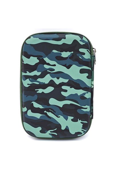 DNS School pencil case, with 1 compartment 1 zipper, unequipped, 3D Crocodile, green 6567S