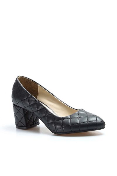 Ayakkabıhane Black Comfortable Women's Short Heeled Shoes Ah1E961261655