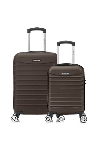 Quasar & Co. Set of 2 cabin trolleys, 40x30x20cm removable wheels/55x36x20cm, hand luggage, coded trolley, ABS, Dark Coffee