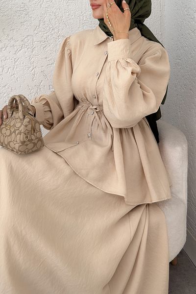 Salih Çelebi Modal Skirt Suit 2371 - Beige