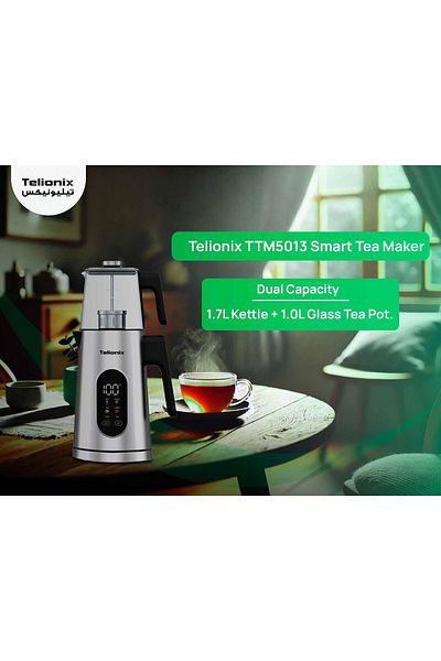 TELIONIX Smart Tea Maker, 1.7L Kettle with 1.0L Glass Teapot, Variable Temperature Control, LED Disp