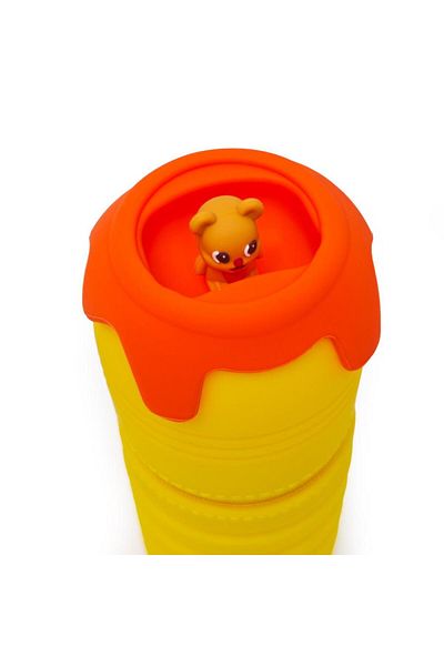 DNS Girls' school pencil case, cylindrical, made of silicone, 1 compartment 1 zipper, yellow Foldable QS-2031