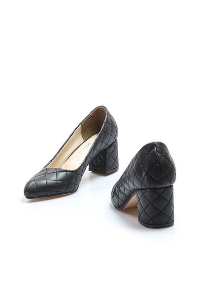 Ayakkabıhane Black Comfortable Women's Short Heeled Shoes Ah1E961261655