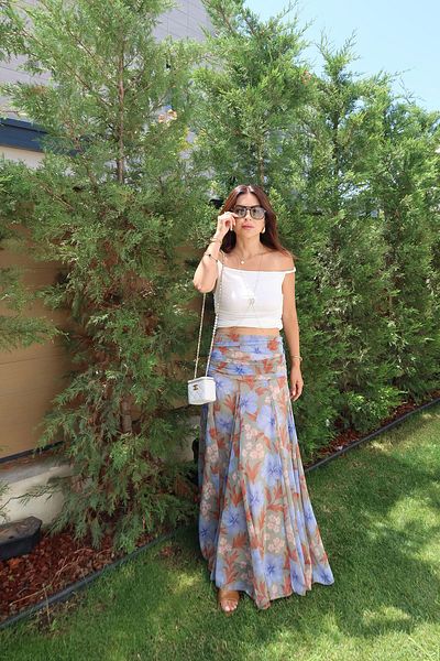 Özge Özgenç Floral Patterned Tulle Skirt
