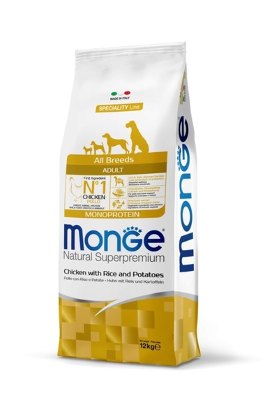Monge Superpremium Monoprotein Adult All Breeds - Pui si Orez - 12kg