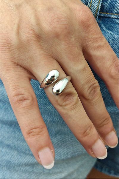 KYOLA DESİGN Double Curved Silver Color Adjustable Women's Ring
