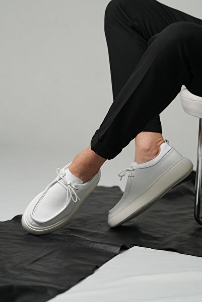 TETRİ Casandra Model Hakiki Deri El Yapımı Beyaz Casual Ayakkabı