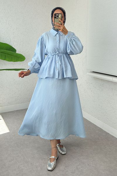 Salih Çelebi Modal Skirt Suit 2371 - Baby Blue