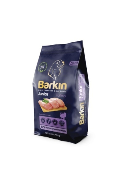 Danube Petfoods Barkin Junior All Size - Premium Dry Dog Food - Turkey - 15 kg
