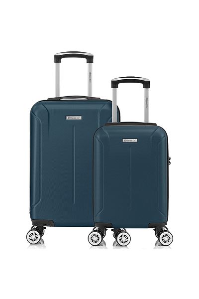 Quasar & Co. Set of 2 trolleys 40x30x20cm removable wheels/55x36x20cm, hand luggage trolley, ABS, Smart, petrol blue