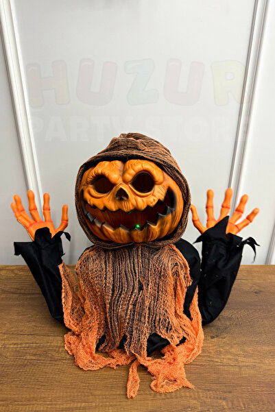 Huzur Party Store Hareketli Sesli Işıklı 3 Fonksiyonlu Yarım Vücut 45x60 Cm Halloween Partisi Cadılar Bayramı Dekor