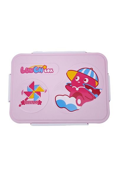 DNS Children's sandwich box for lunch and snack, made of solid plastic, 1100 ml, pink YSY3025-1