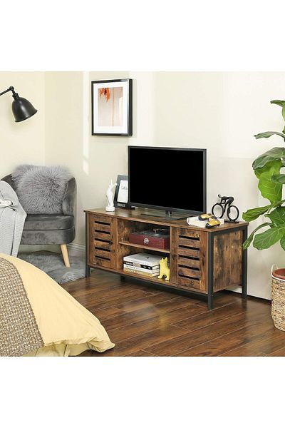 VASAGLE Low chest of drawers for TV stand, with shelves and 2 storage spaces with door, 110x40x50cm
