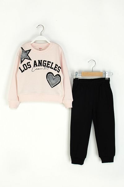 DMB BOYS & GIRLS Girls' Printed Tracksuit Set Star and Heart Pattern Sportswear Relaxed Fit