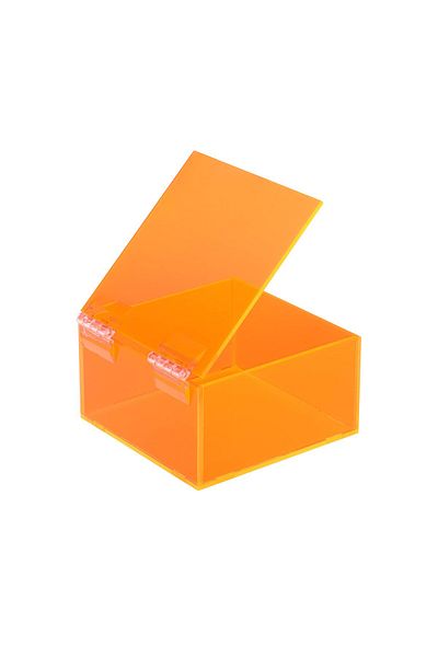Lamsit Ibdaa Acrylic Box - Fluorescent Box with Hinges - Jewelry & Collectibles (10x10x5 cm,Orange)