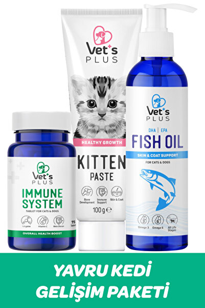 Vet's Plus Yavru Kedi Gelişim Paketi (Yavru Kediler için Tüy Sağlığı ve Vitamin Destek Paketi)