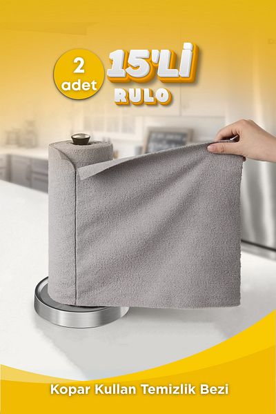 GRİMOR Life 2 Pieces of 15 Rolls 100% Microfiber Multi-Purpose Cleaning Cloth - Economical and Practical Hygiene