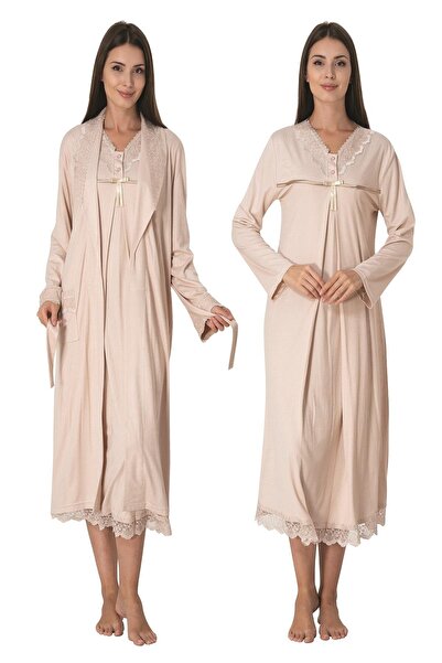 ByLohusa Set cămașă de noapte de maternitate maro Effortt