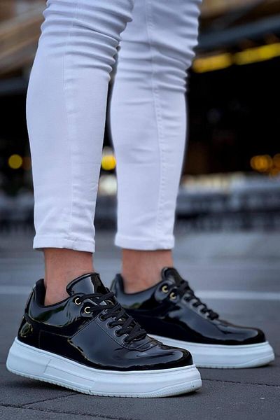 MELAMS Sheiyk Black Patent Leather Casual Men's Shoes - Kbc