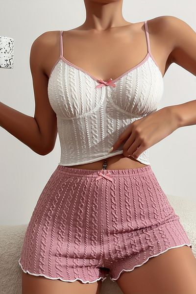 Merry See Special Fabric Strap Shorts Pajama Set