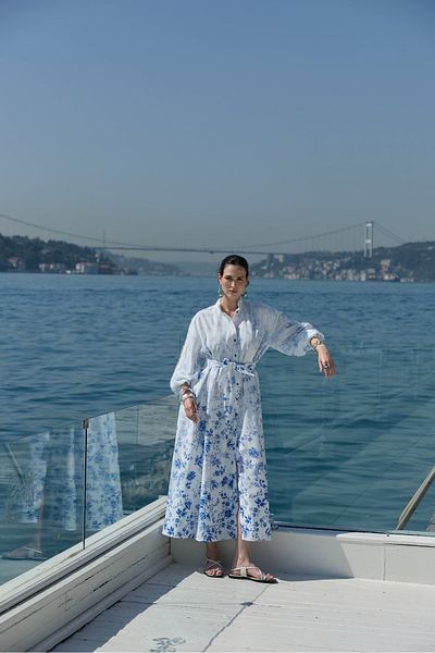 NUR KALAY COLLECTION Degraded Patterned Dress